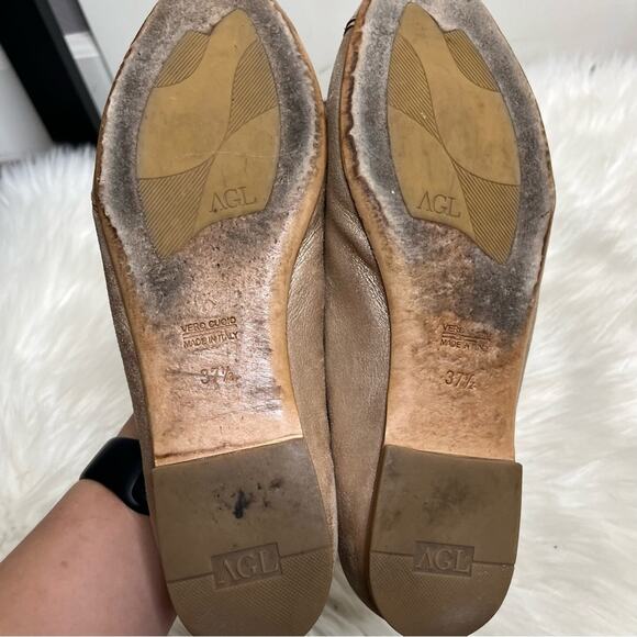 AGL Blush Pink Metallic Patent Leather Cap Toe Loafers Size 37.5 - Picture 4 of 5